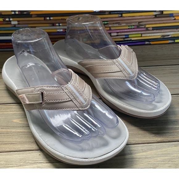 Clarks Shoes - Clarks Cloudsteppers Breeze Sea Flip-Flops Women's Pink Gray Size 9
